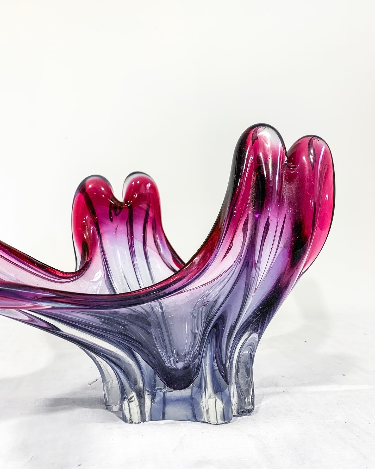 Centre de table en verre soufflé de Murano